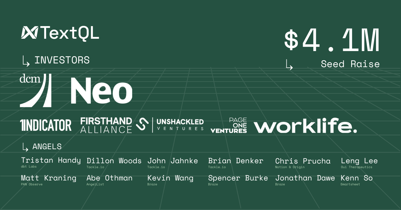 Announcing our $4.1M fundraise from DCM & Neo to make data driven operations instantaneous