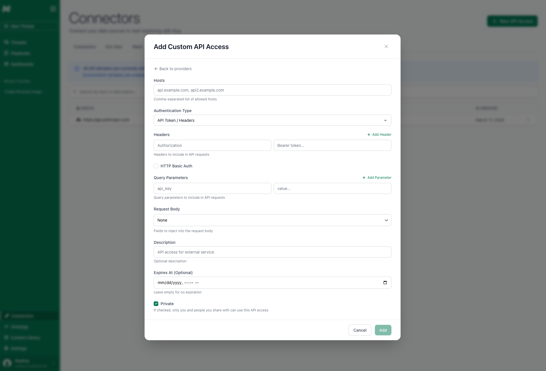 Custom API Configuration